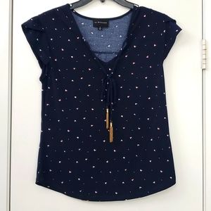 The Workshop Small Blue Blouse with white/red hearts